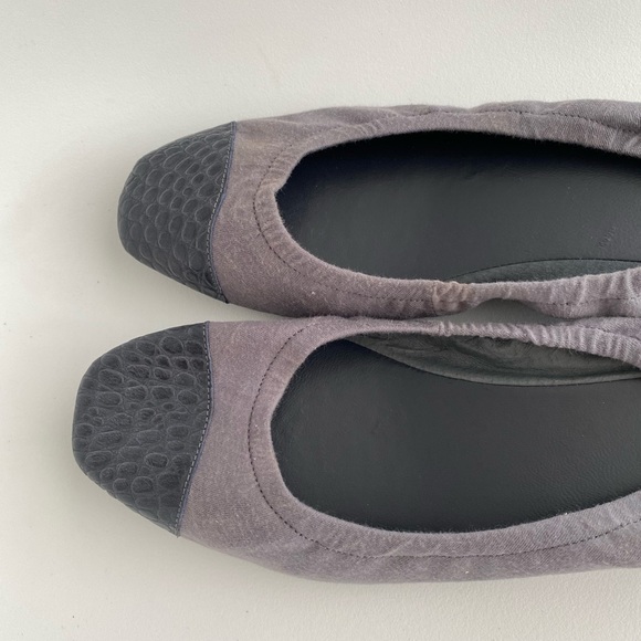 Blue Grey Cotton & Leather Loafers Handmade - Picture 3 of 6